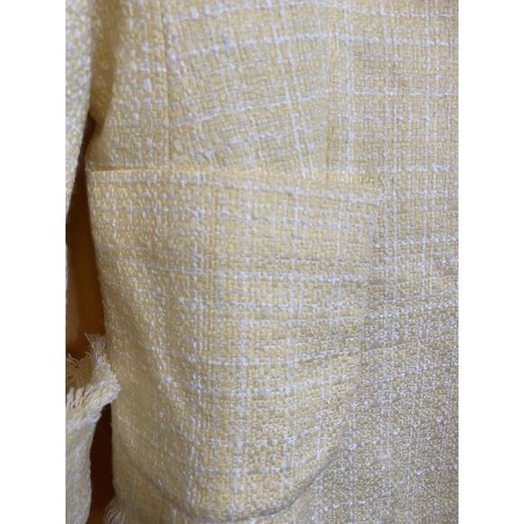 W.D.N.Y Women's Yellow White Tweed Fringed Blazer Jacket Size 10, MSRP $133 - Picture 3 of 14